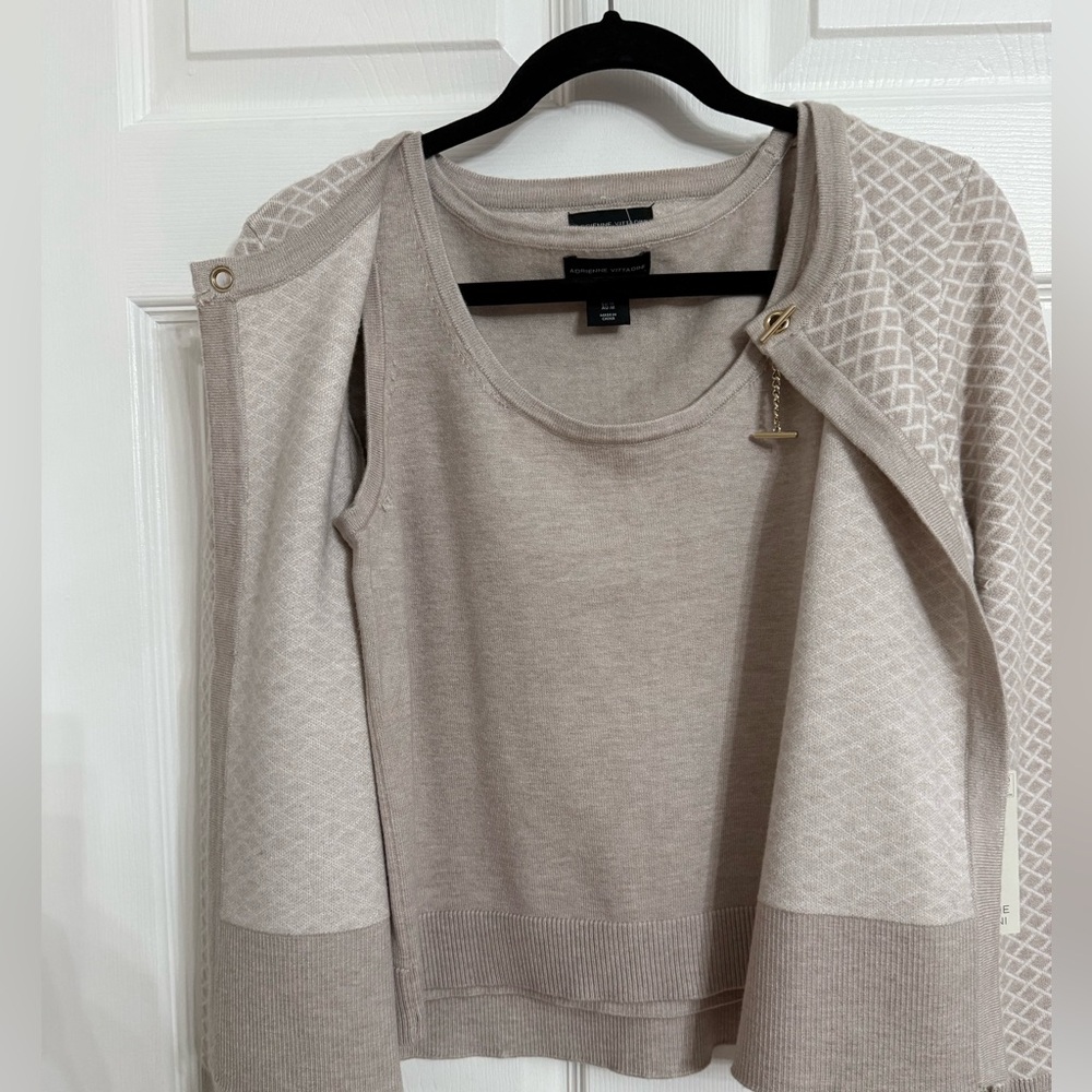 Light Taupe Knit Tank and Cardigan Set
